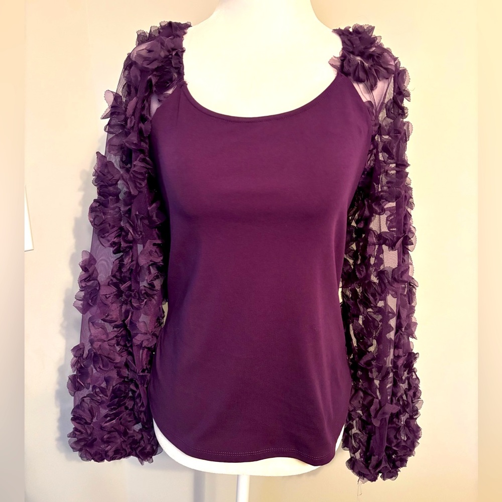 🆕 MARC NEW YORK Statement Sleeve Blouse in Blackberry Cordial